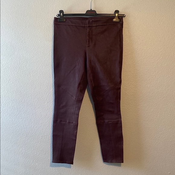 Yigal Azrouël Stretch Leather Leggings- Plum size 10 - Picture 1 of 8
